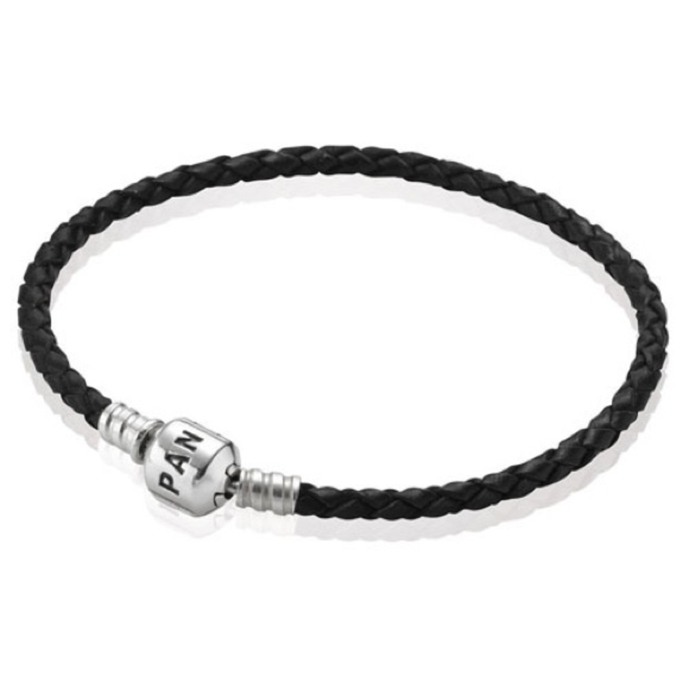 Pandora Black Leather Bracelet with Silver Clasp